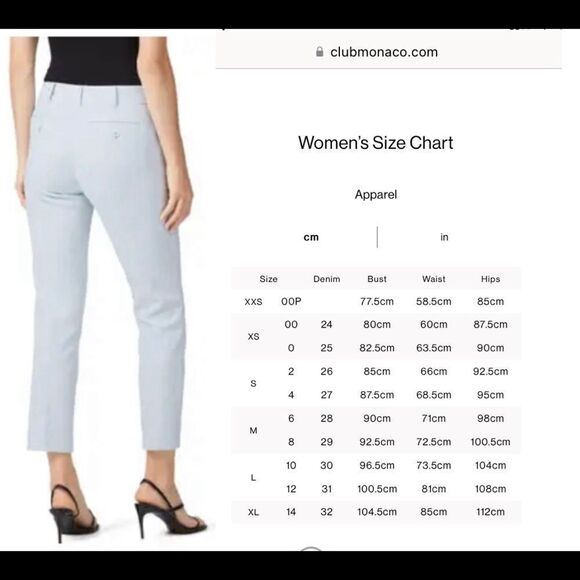 CLUB Monaco Remi mid-rise cropped slim fit trouser textured pants blue Sz 4🇨🇦 - Picture 3 of 14